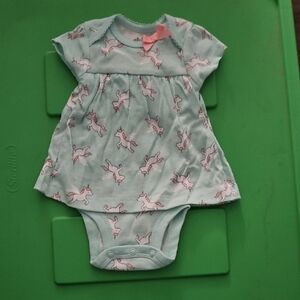 Carter's Light Blue Unicorn Dress with Pink Accents